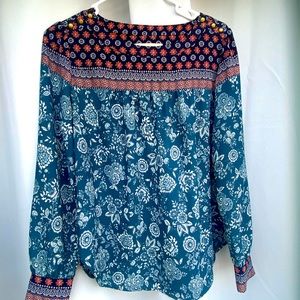Blue floral blouse